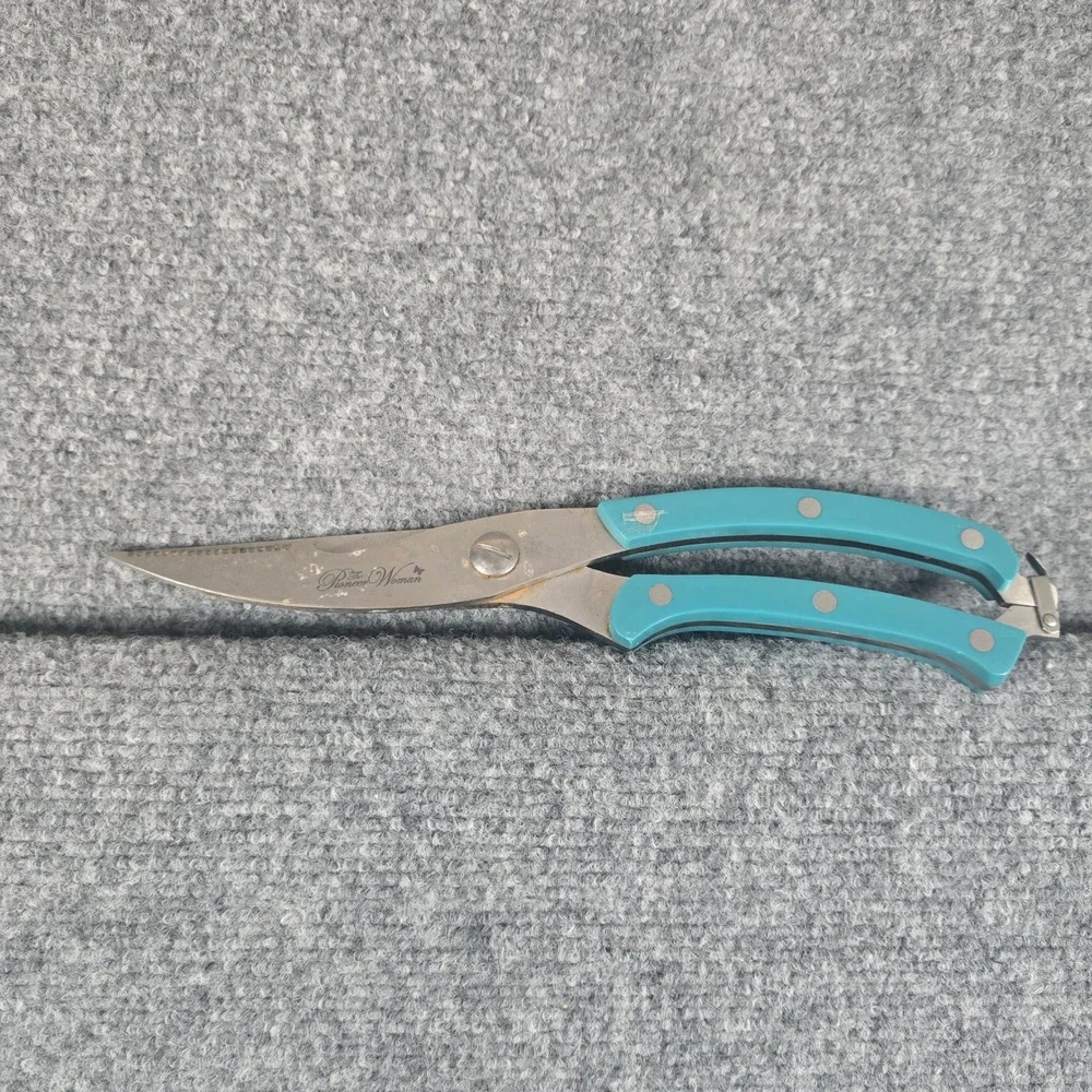 The Pioneer Woman Kitchen Shears Turquoise Handle‎ Serrated Blade Multi-tool
